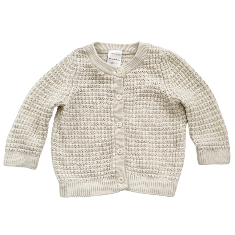 NEW Hanna Anderson Cream Knit Cardigan 12-18M